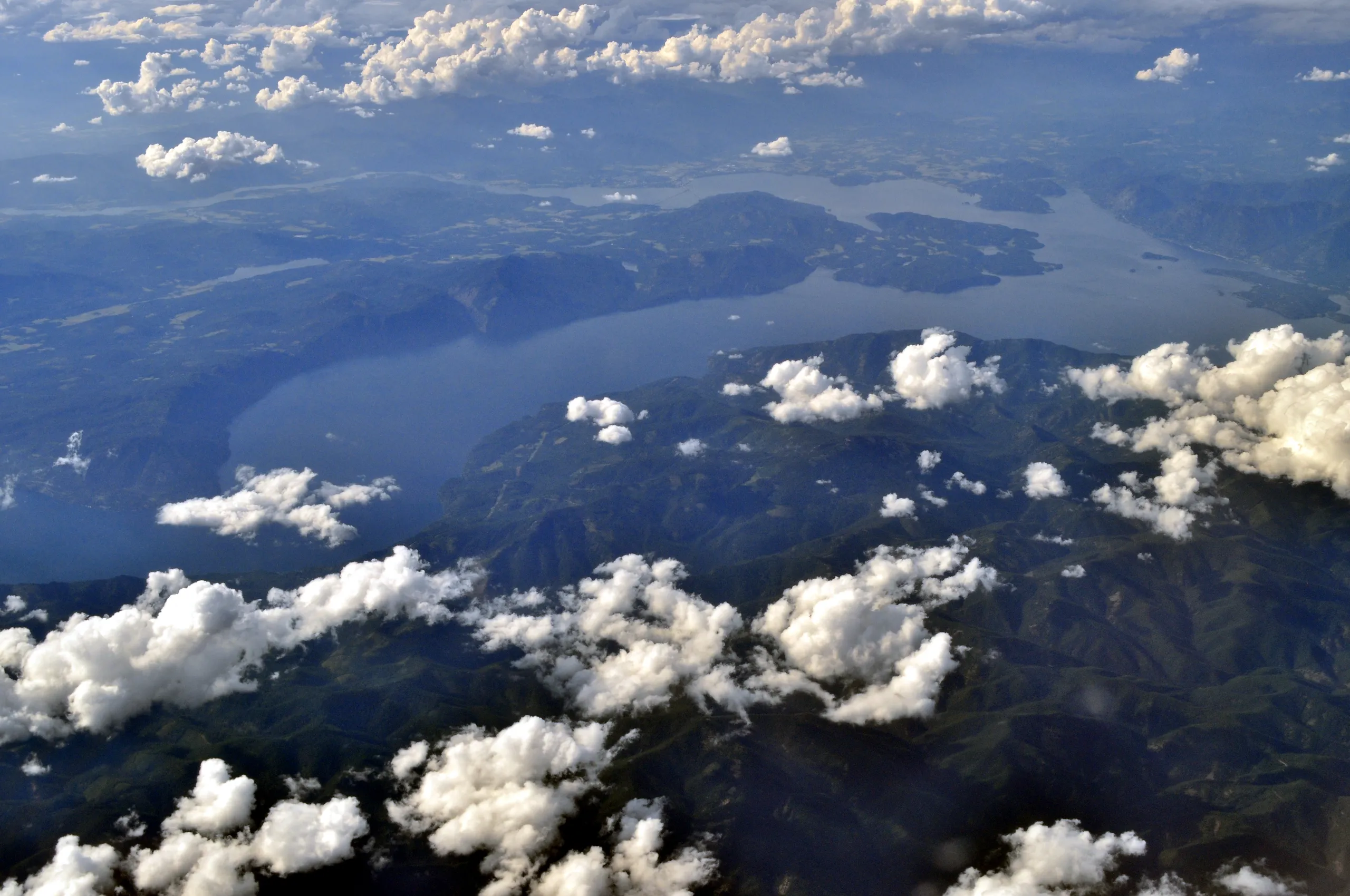 Aerial of Lake Pend Oreille, the big-water backdrop that anchors life in Athol and the north end of Kootenai County.